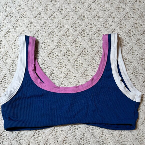 L*Space Colorblock Ribbed Bikini Top‎ Blue Pink White – Women’s Large nwot - Picture 6 of 6